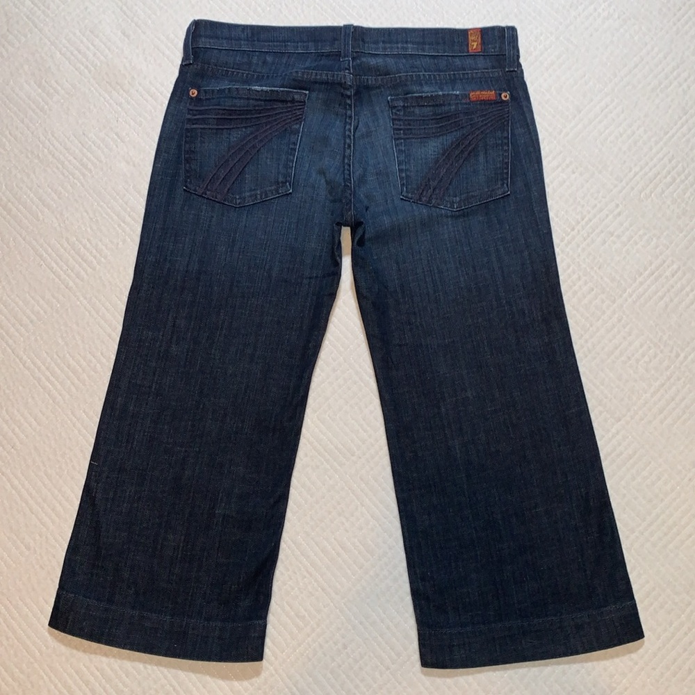 7 for All Mankind 7FAM Dojo Crop Jeans, Dark Wash Denim, Wide Leg, Size 29 - Picture 2 of 16